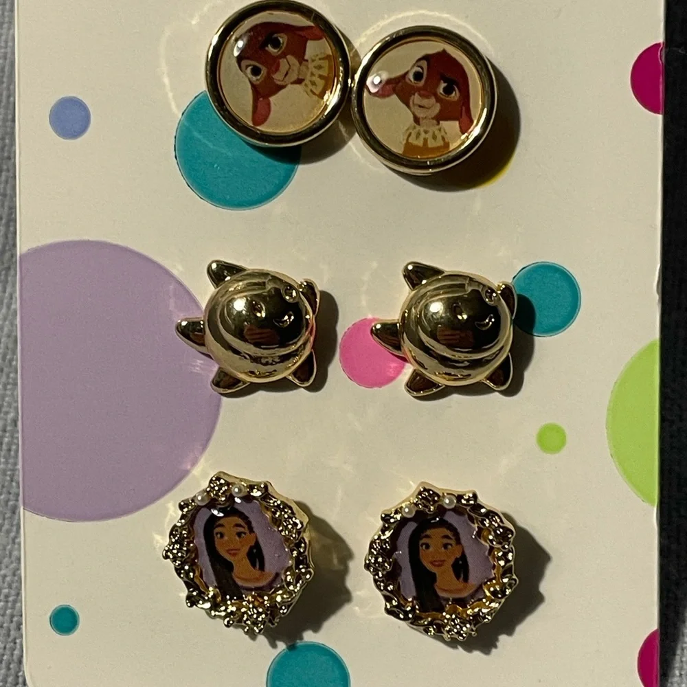 NEW Walt Disney‎ Parks Wish Movie 3 Sets of Earrings - Asha Valentino & Star